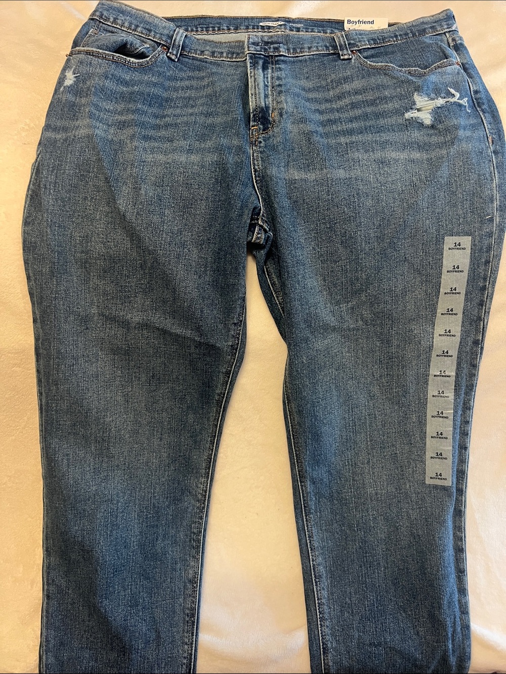 Old Navy Boyfriend Jeans in Medium Blue Distress
